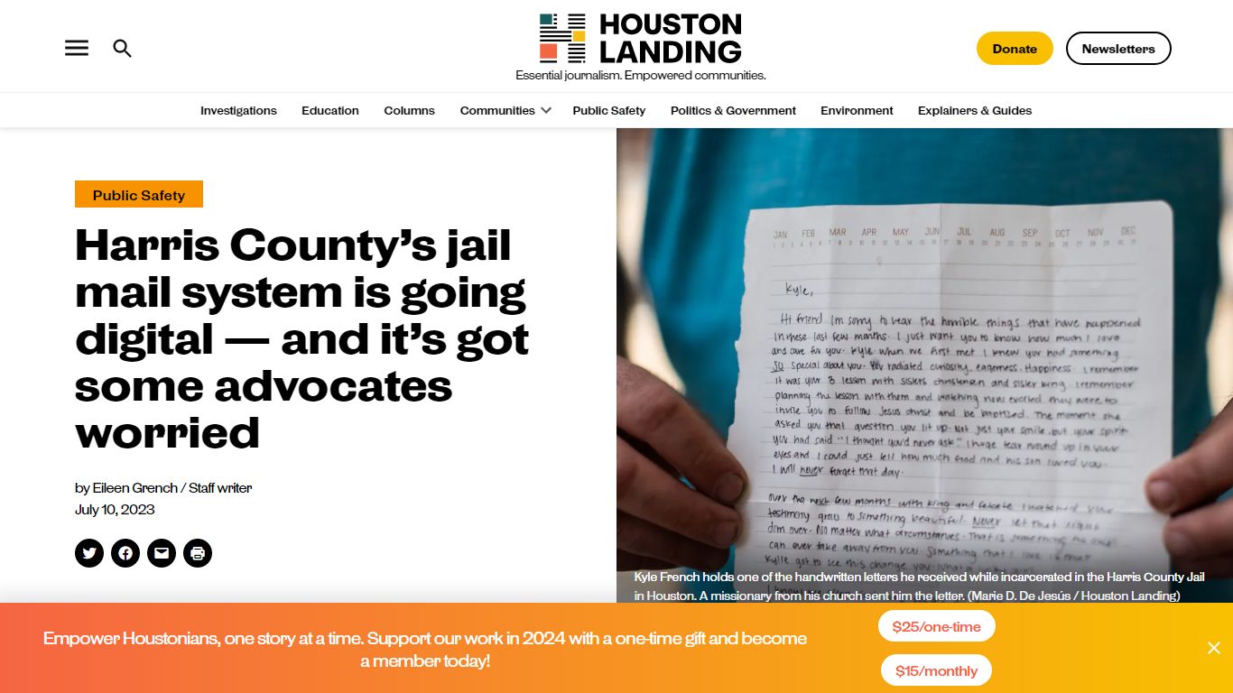 Harris County jail mail going digital with Securus contract